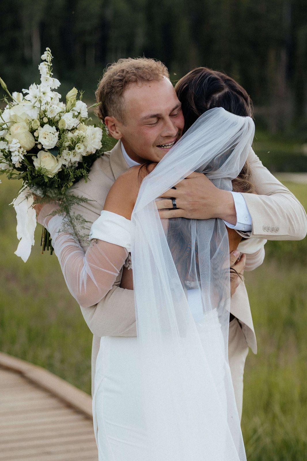 Bride and groom portrait, Utah